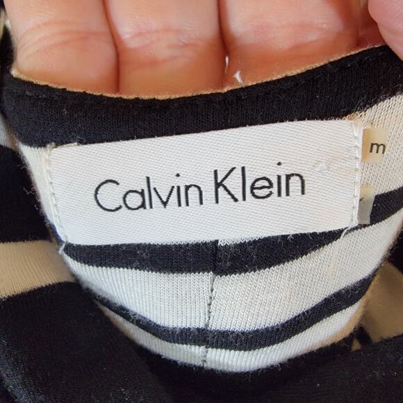 Calvin Klein Black White Striped Maxi Dress Women’s Sz M Sleeveless Racer Twist - Picture 3 of 5